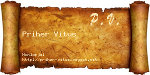 Priher Vitus névjegykártya